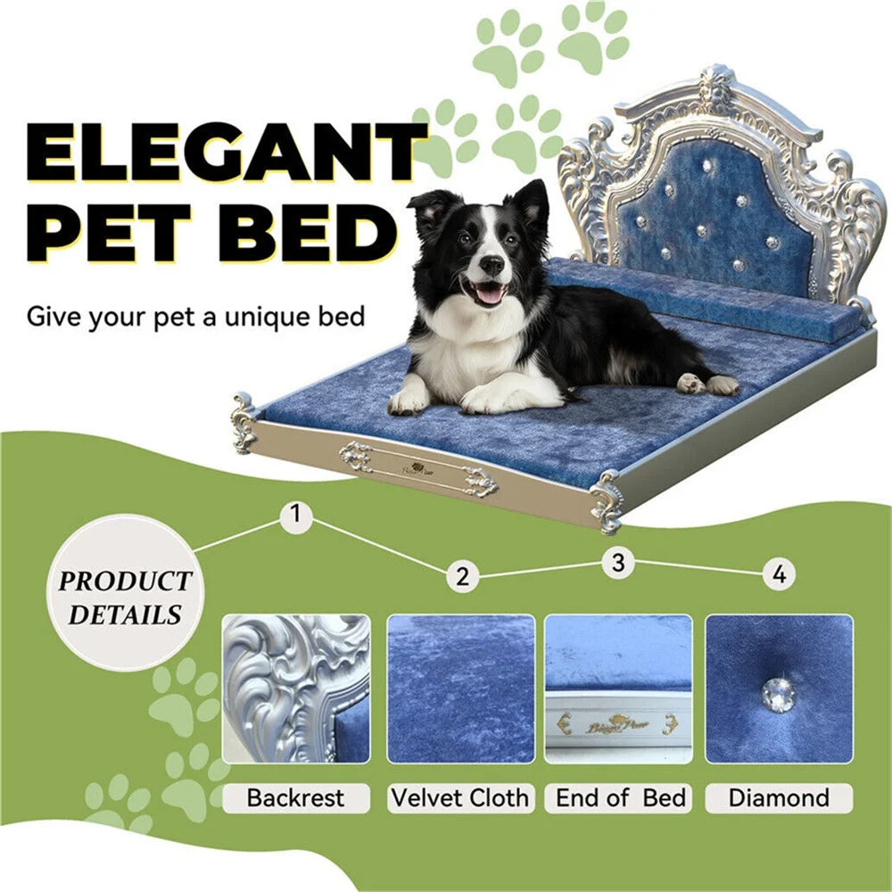 Fancy Velvet Dog Bed with Headboard