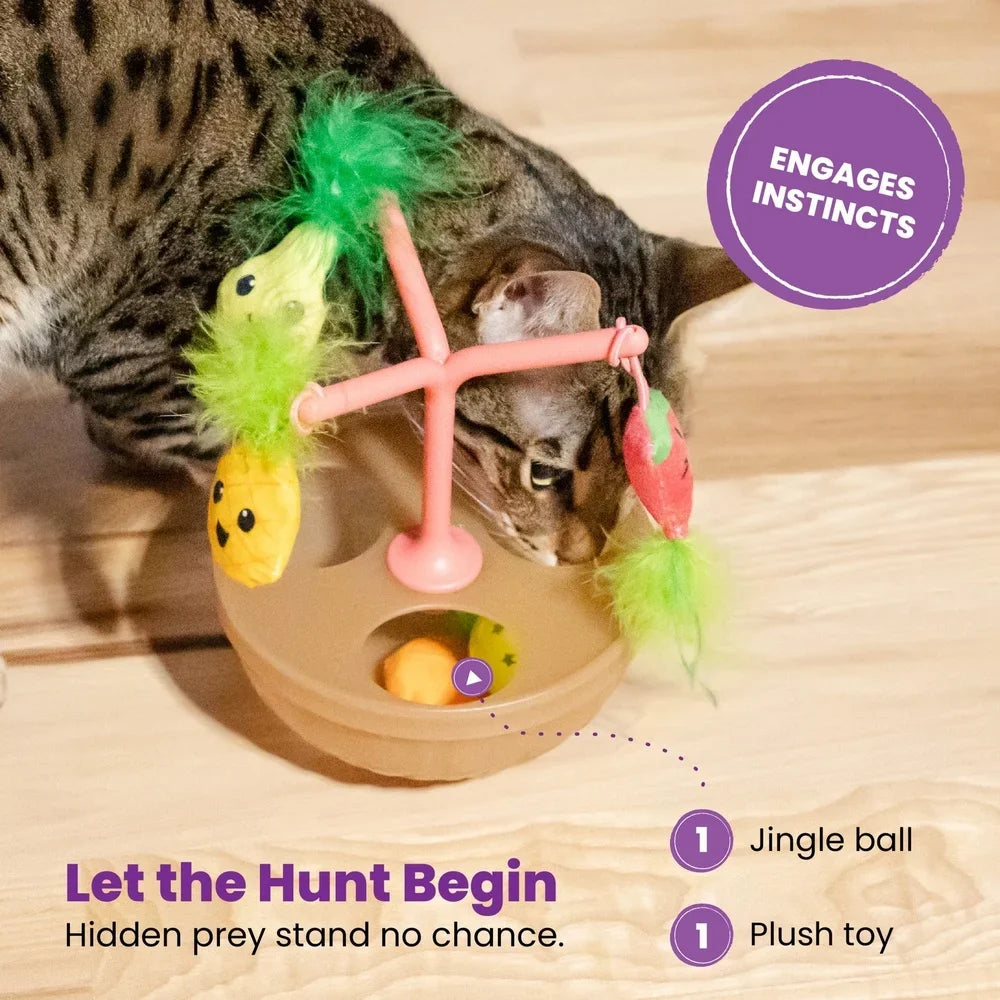 Wobbling Cat Toy Fruit Bowl with Interactive Catnip Toys