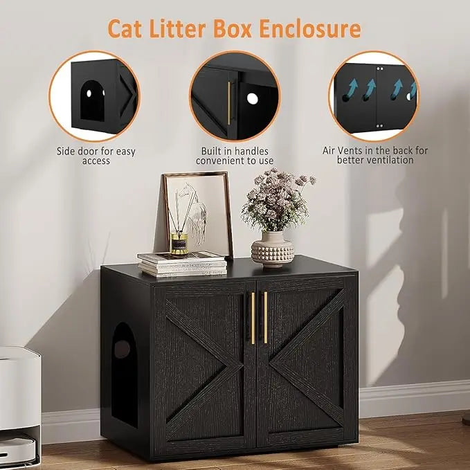 Hidden Litter Box Furniture, TV Stand, Cabinet