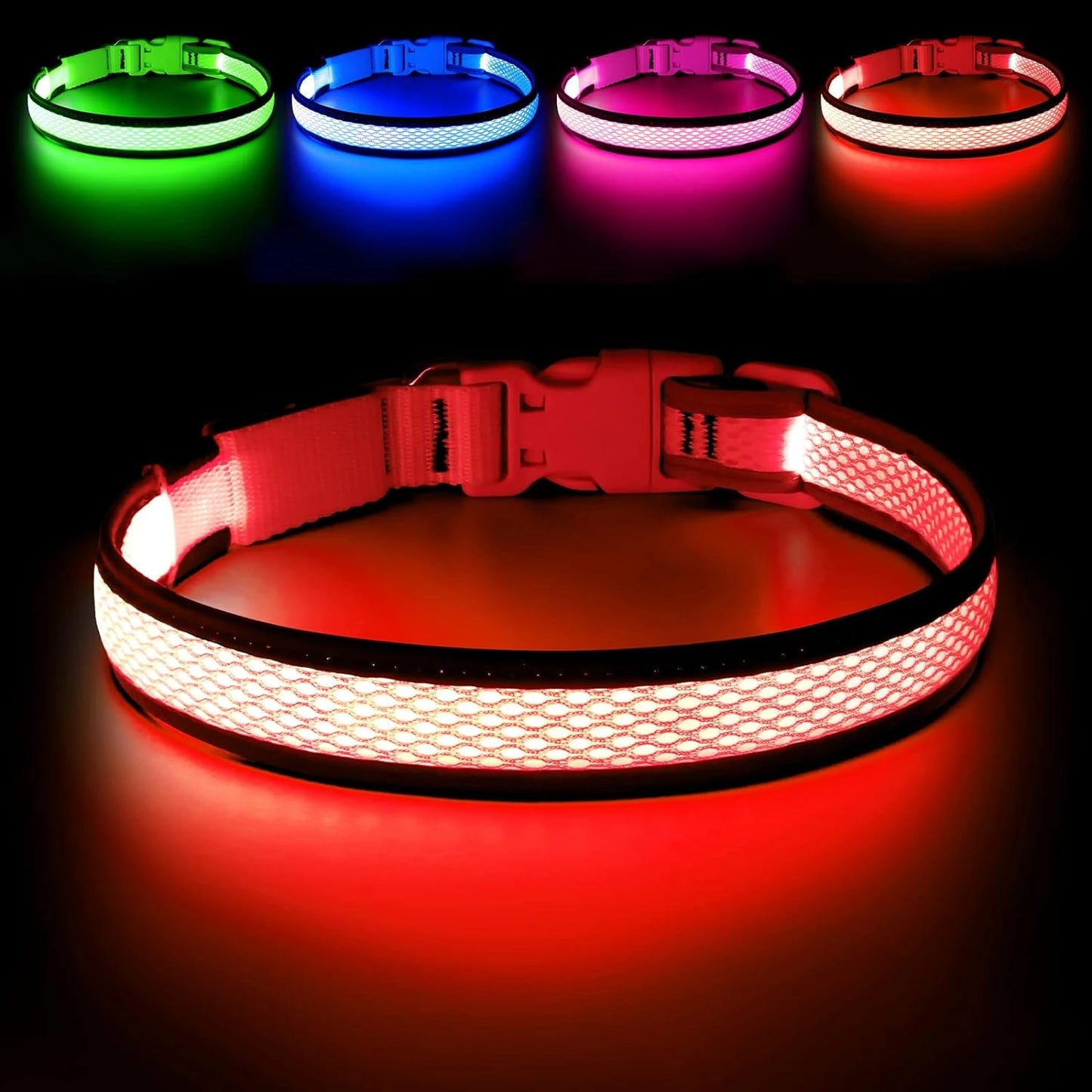 LED Dog Collar - Rechargeable-Adjustable Soft Mesh