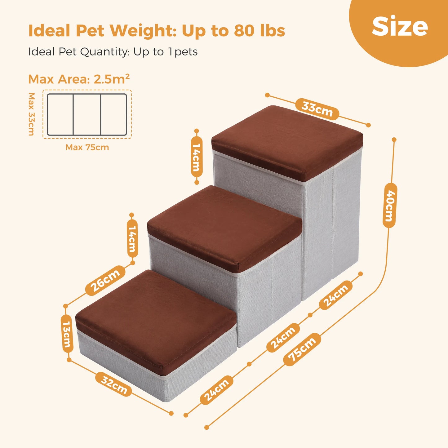 Foldable Pet Stairs with Storage Box