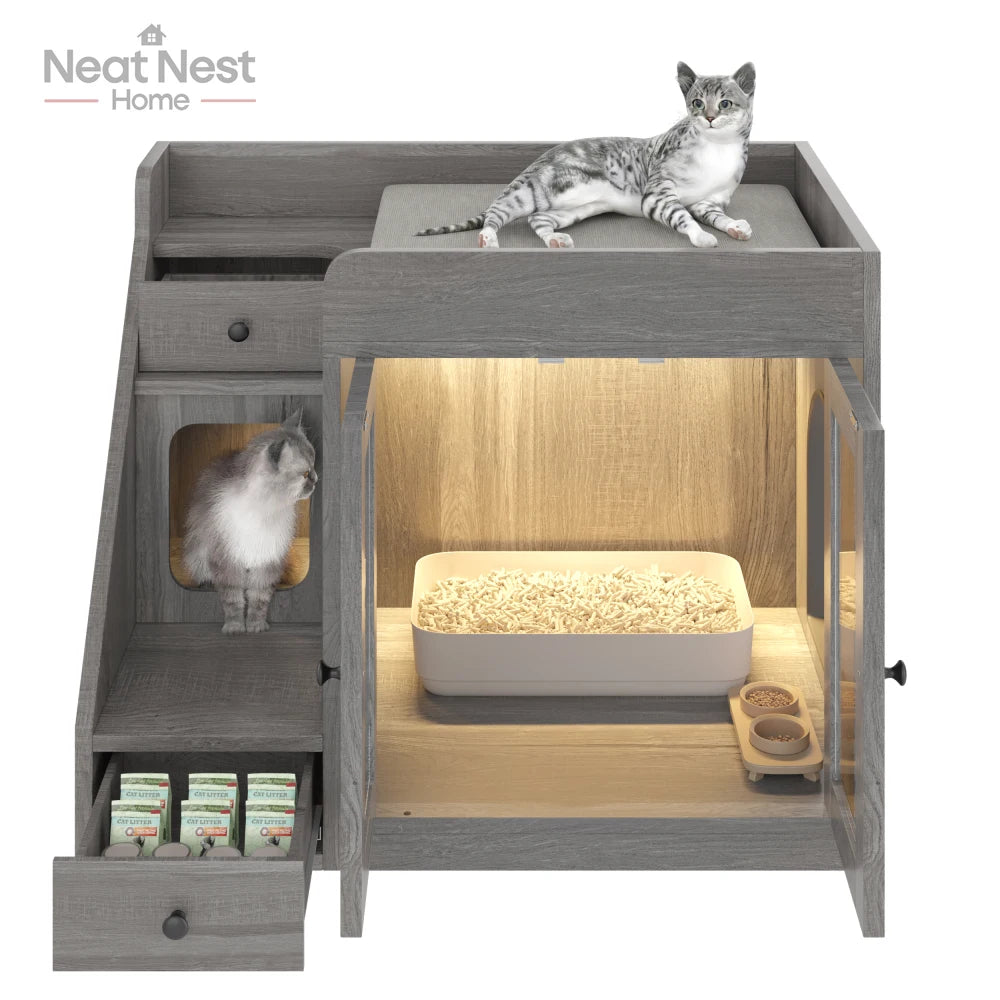 Cat Litter Box Enclosure with Light