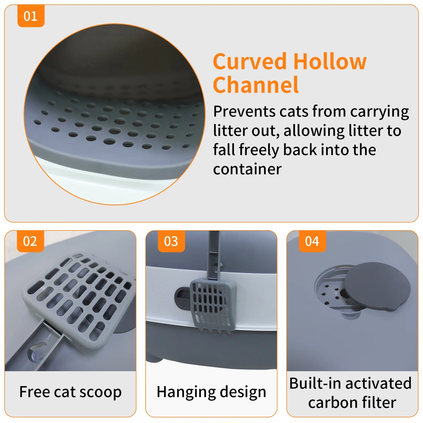 Oval Oblong Hooded Cat Litter Box