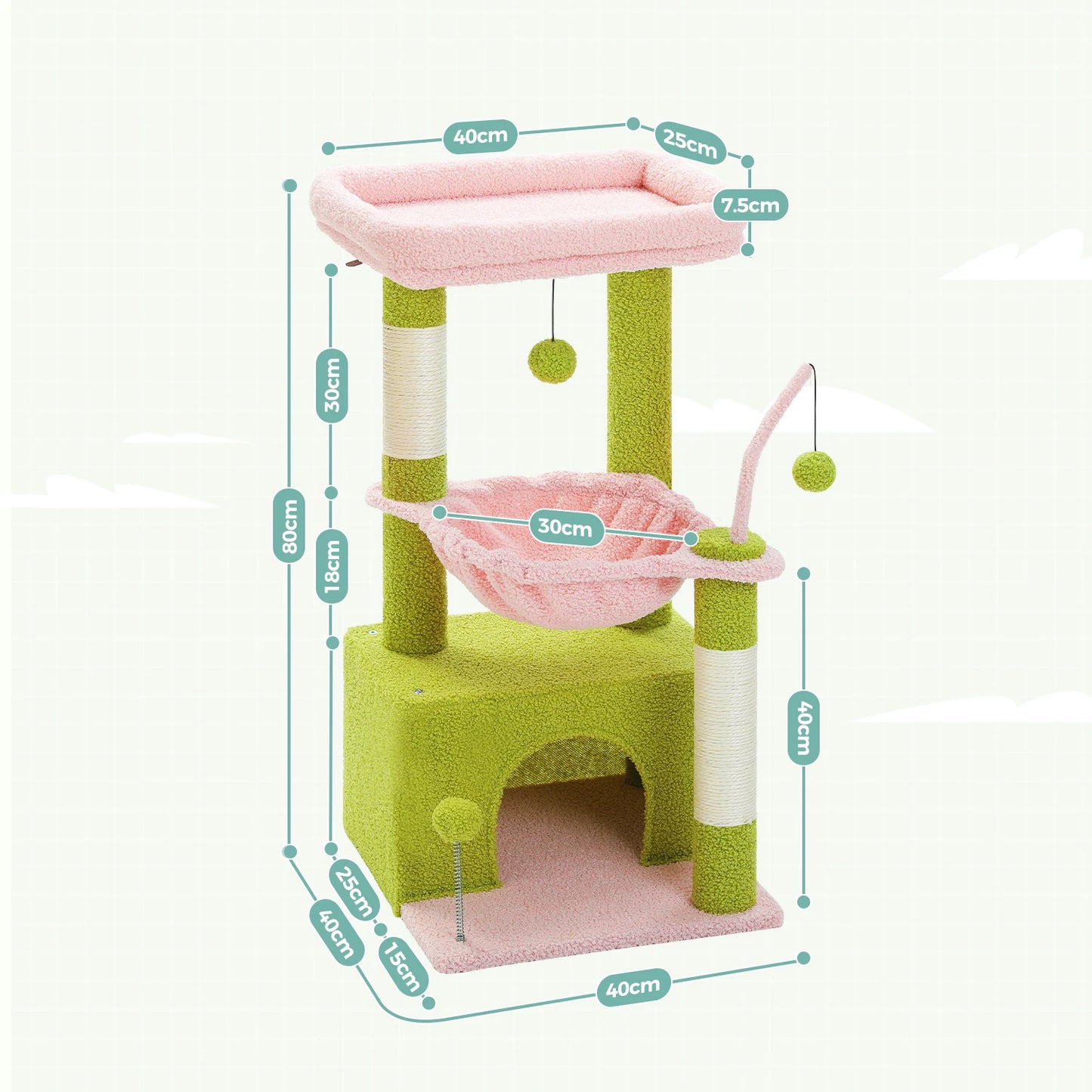 Multi-Level Cat Tower with Scratching Posts